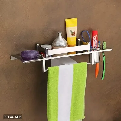 VAIVA 4 in 1 Multipurpose Bathroom Shelf Rack , Bathroom Towel Hanger, Tumbler Holder/Soap Dish with Tumbler , Shelf Rack (4 in 1 Shelf )-thumb4