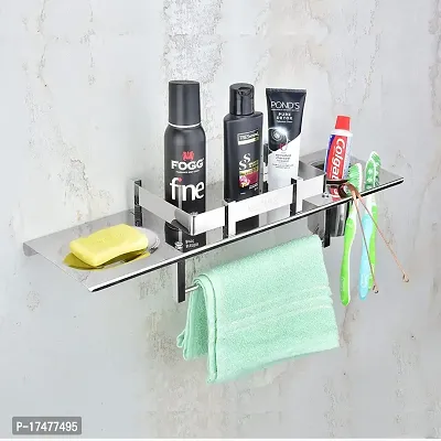 VAIVA 4 in 1 Multipurpose Bathroom Shelf Rack , Bathroom Towel Hanger, Tumbler Holder/Soap Dish with Tumbler , Shelf Rack (4 in 1 Shelf )-thumb5