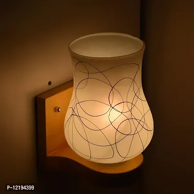 AG APPORVA GLASS Modern Fosted Glass Wall Lamps Wooden Light with Hand Decorated Fosted Glass Shade-thumb3