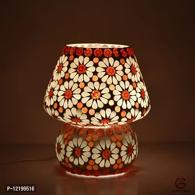 Apoorva Glass Red Mosaic Table Lamps for Home Decor Multi Color Mushroom Shape Turkish Glass Table Lamps (Medium)-thumb3