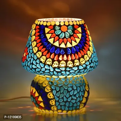 Apoorva Glass Turkish Table Lamps for Home Decor Oval Shape Mosaic Glass Table Lamp (Medium)