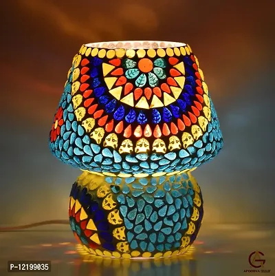 Apoorva Glass Turkish Table Lamps for Home Decor Oval Shape Mosaic Glass Table Lamp (Medium)-thumb5