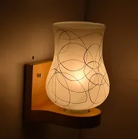 AG APPORVA GLASS Modern Fosted Glass Wall Lamps Wooden Light with Hand Decorated Fosted Glass Shade-thumb4