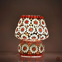 Apoorva Glass Red Mosaic Table Lamps for Home Decor Multi Color Mushroom Shape Turkish Glass Table Lamps (Medium)-thumb1