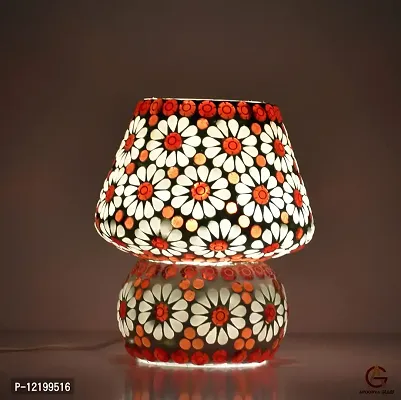 Apoorva Glass Red Mosaic Table Lamps for Home Decor Multi Color Mushroom Shape Turkish Glass Table Lamps (Medium)-thumb2