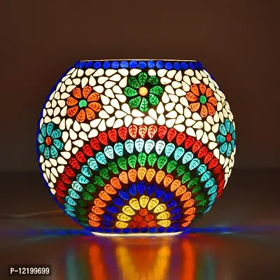 Apoorva Glass Turkish Table lamp for Home Decor Oval Shape Mosaic Table Lamp (Medium) (Medium)