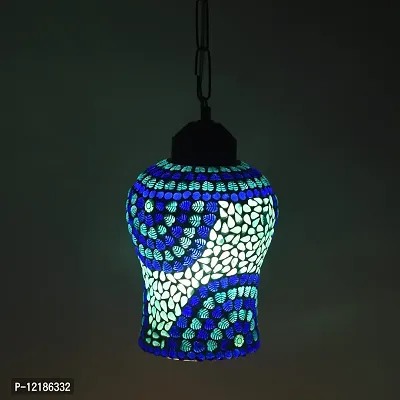 AG APPORVA GLASS Handcrafted Blue Decorated Glass Hanging Light Turkish Hanging Ceiling Lamps