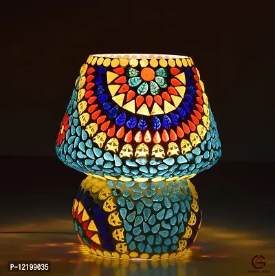 Apoorva Glass Turkish Table Lamps for Home Decor Oval Shape Mosaic Glass Table Lamp (Medium)-thumb4