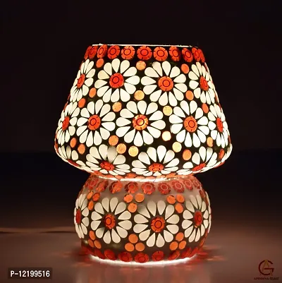 Apoorva Glass Red Mosaic Table Lamps for Home Decor Multi Color Mushroom Shape Turkish Glass Table Lamps (Medium)-thumb5