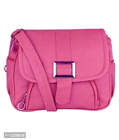 Stylish Pink Synthetic Handbag For Women-thumb0