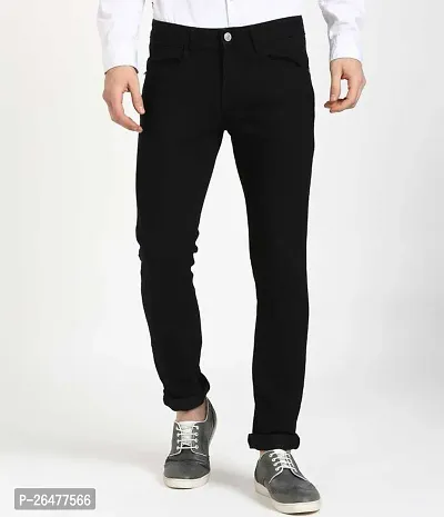 Stylish Black Denim Mid-Rise Jeans For Men-thumb0