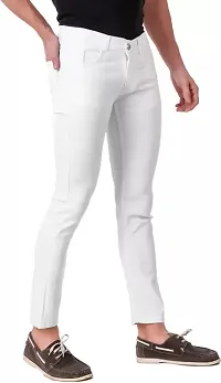 Stylish White Denim Solid Jeans For Men-thumb2