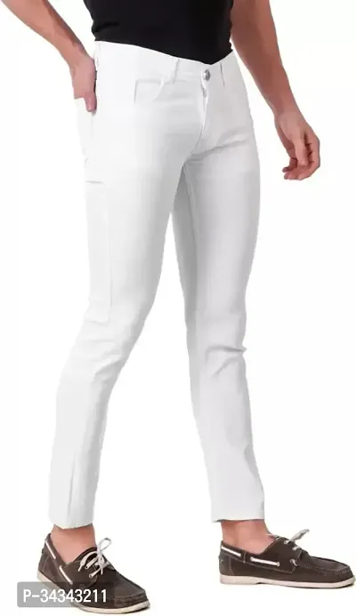 Stylish White Denim Solid Jeans For Men-thumb3