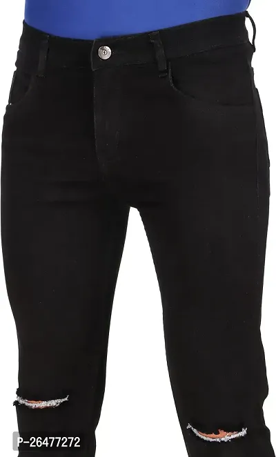 Stylish Black Cotton Blend Mid-Rise Jeans For Men-thumb4