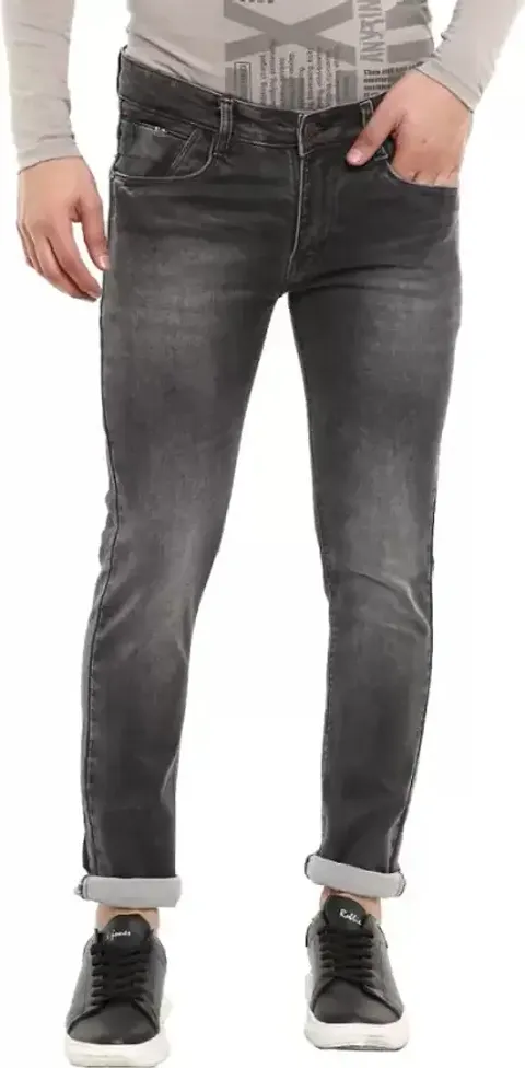 Classic Dark Blend Solid Jeans For Men