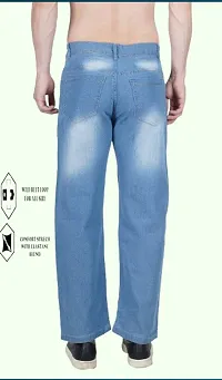 Stylish Blue Cotton Blend Solid Mid-Rise Jeans For Men-thumb1