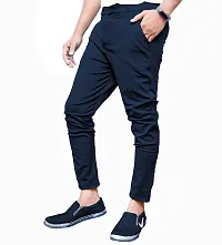 Mevan Comfortable Blue Polyester Spandex Regular Track Pants For Men-thumb2