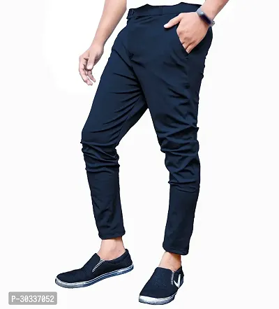 Mevan Comfortable Blue Polyester Spandex Regular Track Pants For Men-thumb3