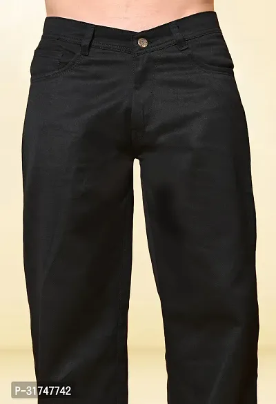 Stylish Black Denim Solid Mid-Rise Jeans For Men-thumb4