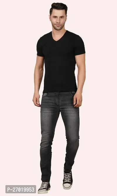 Stylish Cotton Blend Slim Fit Jeans For Men-thumb3