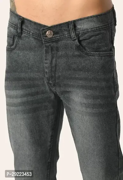 Stylish Grey Cotton Blend Solid Mid-Rise Jeans For Men-thumb3