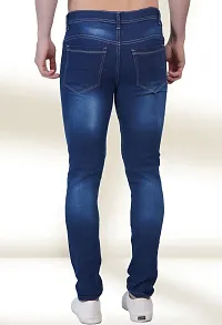 Elegant Blue Denim Distress Mid-Rise Jeans For Men-thumb1