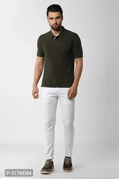 Stylish White Denim Solid Mid-Rise Jeans For Men-thumb4