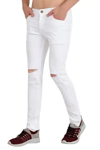 COMFITS Men's Regular Tapered Slit Cut Slim Fit Jeans (38) White-thumb2