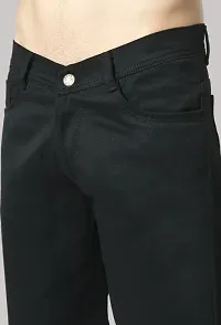 Stylish Black Denim Solid Mid-Rise Jeans For Men-thumb1