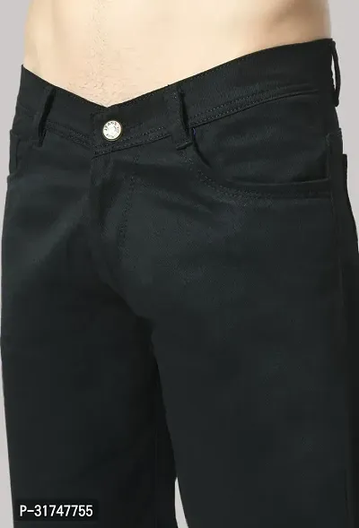 Stylish Black Denim Solid Mid-Rise Jeans For Men-thumb2