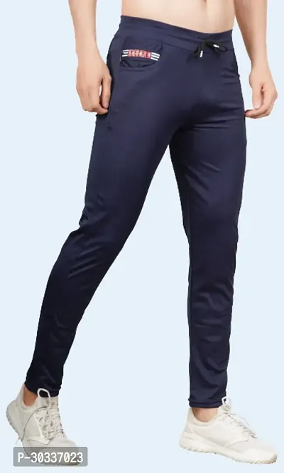 Mevan Comfortable Blue Polyester Spandex Regular Track Pants For Men