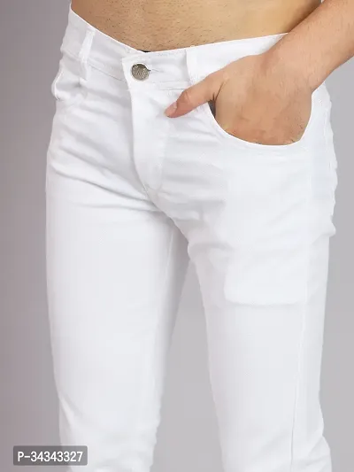 Stylish White Denim Solid Jeans For Men-thumb3