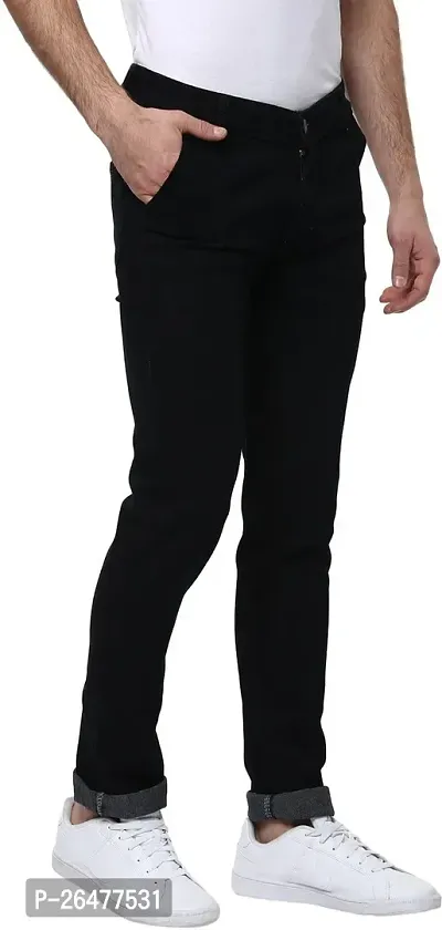 Stylish Black Cotton Blend Mid-Rise Jeans For Men-thumb4