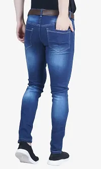 Classic Blue Cotton Blend Solid Jeans For Men-thumb1