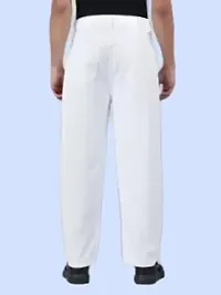 Stylish White Denim Solid Mid-Rise Jeans For Men-thumb1