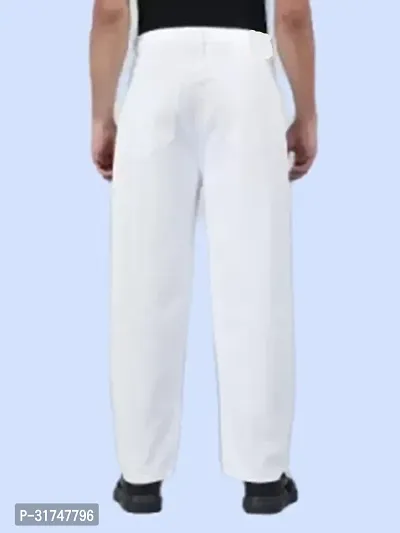 Stylish White Denim Solid Mid-Rise Jeans For Men-thumb2