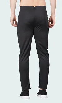 Mevan Comfortable Black Polyester Spandex Regular Track Pants For Men-thumb2