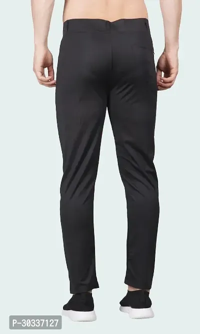 Mevan Comfortable Black Polyester Spandex Regular Track Pants For Men-thumb3