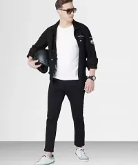 Stylish Black Denim Solid Jeans For Men-thumb2