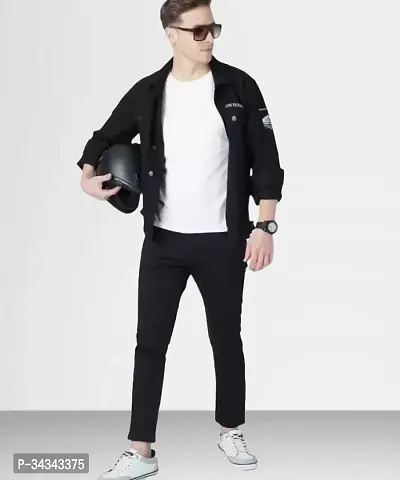 Stylish Black Denim Solid Jeans For Men-thumb3