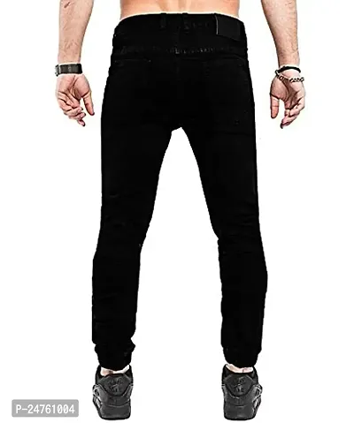 COMFITS Men's Boys Black Stylish Jeans Knee Cut (28)-thumb3