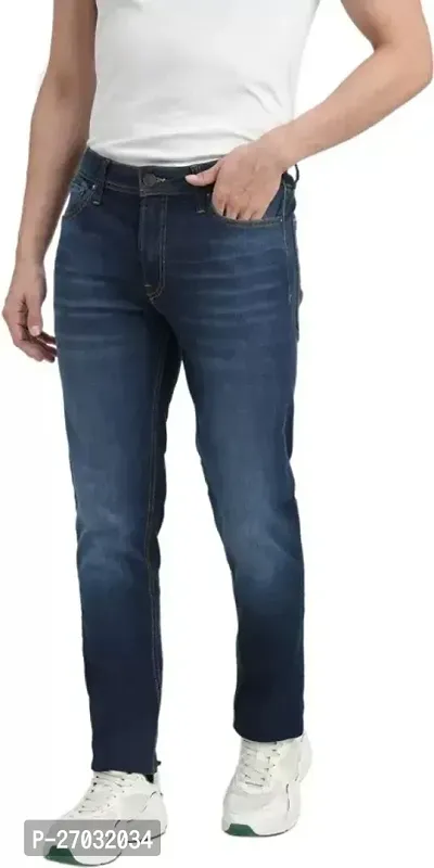 Classic Blue Cotton Blend Solid Jeans For Men-thumb0