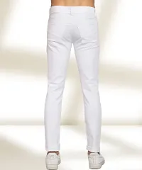 Elegant White Denim Solid Mid-Rise Jeans For Men-thumb1