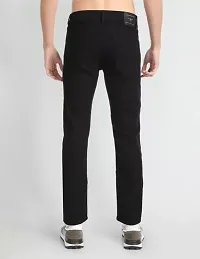 Stylish Black Denim Solid Mid-Rise Jeans For Men-thumb1