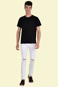 Stylish White Denim Solid Regular Fit Jeans For Men-thumb2