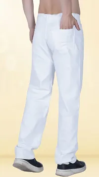 Stylish White Denim Solid Mid-Rise Jeans For Men-thumb1