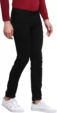 Elegant Black Denim Solid Mid-Rise Jeans For Men-thumb1