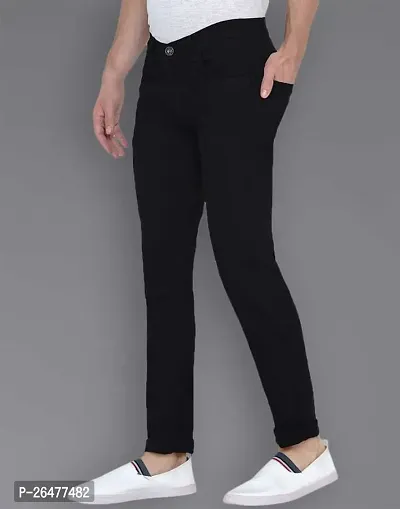 Stylish Black Cotton Blend Mid-Rise Jeans For Men-thumb3