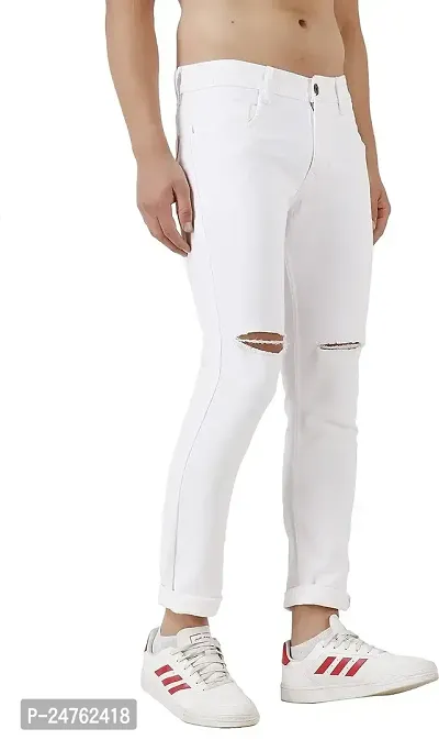 COMFITS Men's Slit Cut Regular Fit Jeans (32) White-thumb3