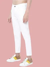 Stylish White Denim Solid Mid Rise Jeans For Men-thumb2